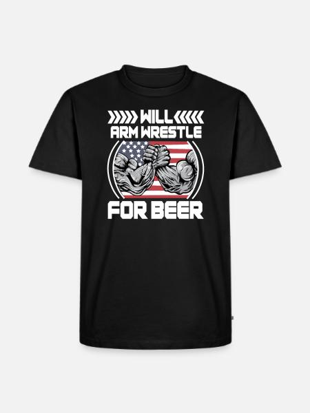 Armworstelboom kappen krachttraining Armwrestling - Mannen Premium Bio T-shirt - zwart