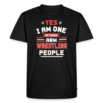 Arm wrestling tree felling weight training Armwrestling - Men's Premium Organic T-Shirt - black - Front - Nico (187cm)