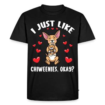 Chiweenie chien avec peluche - T-shirt Premium bio Homme - noir - Devant - Nico (187cm)