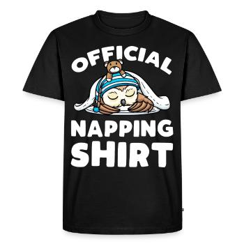 Official Napping Shirt Sleeping Owl with - Men's Premium Organic T-Shirt - black - Front - Nico (187cm)