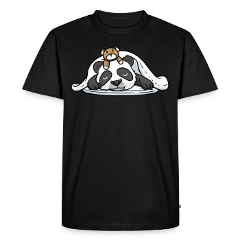 Drôle de panda endormi avec sommeil - T-shirt Premium bio Homme - noir - Devant - Nico (187cm)