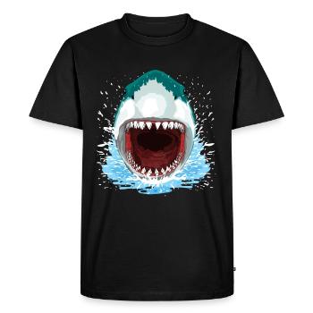 Requin Bouche Ouverte Dents Requin Blanc - T-shirt Premium bio Homme - noir - Devant - Nico (187cm)