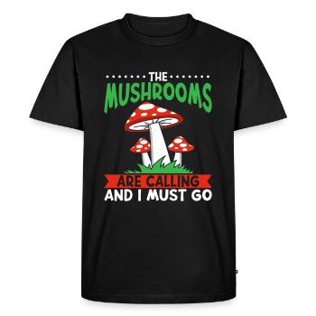 Les champignons appellent et je dois aller Champignons Champignons - T-shirt Premium bio Homme - noir - Devant - Nico (187cm)