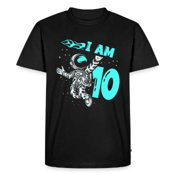 Astronaut Lover Spaceship Happy - Men's Premium Organic T-Shirt - black - Front - Nico (187cm)