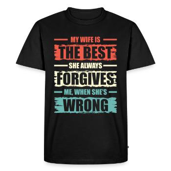 Ma femme est le meilleur mariage de mariage drôle - T-shirt Premium bio Homme - noir - Devant - Nico (187cm)