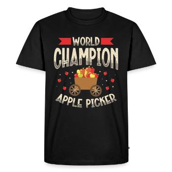 World Champion Apple Picker Fruit Apple Eater - Men's Premium Organic T-Shirt - black - Front - Nico (187cm)