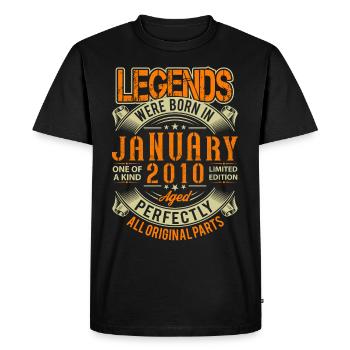 2010 Janvier Anniversaire Légende - T-shirt Premium bio Homme - noir - Devant - Nico (187cm)