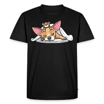Chiweenie chien avec peluche dormant - T-shirt Premium bio Homme - noir - Devant - Nico (187cm)