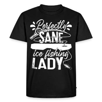 Parfaitement sain d’ Pêche sur glace Dame Pêcheuse Pêcheur - T-shirt Premium bio Homme - noir - Devant - Nico (187cm)