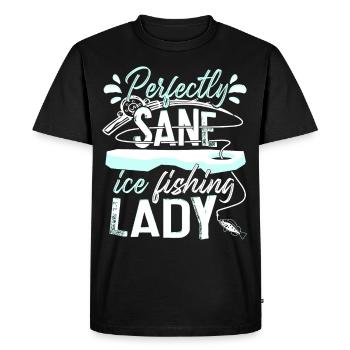 Parfaitement sain d’ Pêche sur glace Dame Pêcheuse Pêcheur - T-shirt Premium bio Homme - noir - Devant - Nico (187cm)