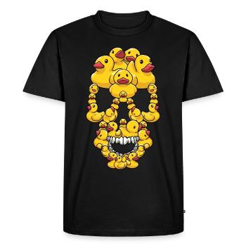 Drôle de crâne de canard en caoutchouc - T-shirt Premium bio Homme - noir - Devant - Nico (187cm)