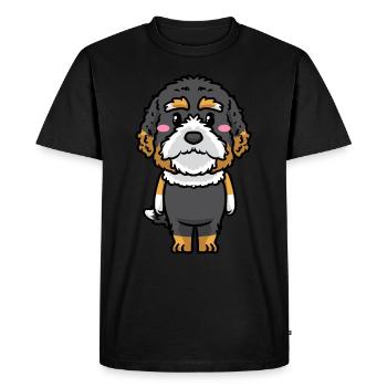 Bernedoodle Chien Riant Emoticon Kawaii - T-shirt Premium bio Homme - noir - Devant - Nico (187cm)