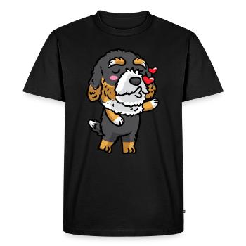 Bernedoodle Chien Riant Emoticon Kawaii - T-shirt Premium bio Homme - noir - Devant - Nico (187cm)