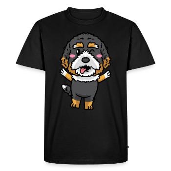 Bernedoodle Chien Riant Emoticon Kawaii - T-shirt Premium bio Homme - noir - Devant - Nico (187cm)