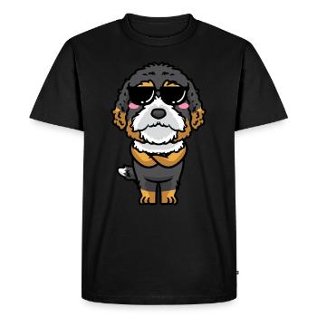 Bernedoodle Chien Riant Emoticon Kawaii - T-shirt Premium bio Homme - noir - Devant - Nico (187cm)