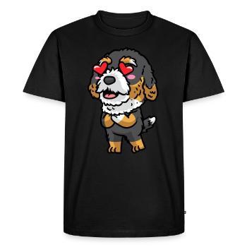 Bernedoodle Chien Riant Emoticon Kawaii - T-shirt Premium bio Homme - noir - Devant - Nico (187cm)