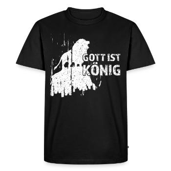 Dieu est le roi Léon Jésus Foi Culte Louange - T-shirt Premium bio Homme - noir - Devant - Nico (187cm)