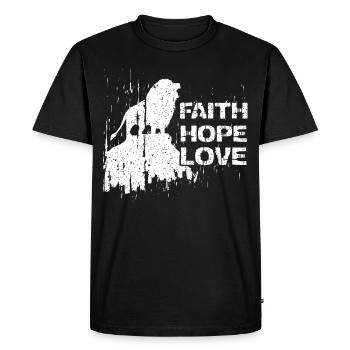 Foi Espérance Amour Lion Jésus Bible Dieu Proverbe - T-shirt Premium bio Homme - noir - Devant - Nico (187cm)