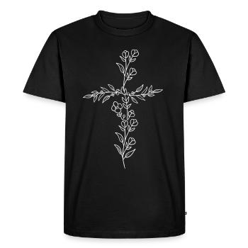 Croiser Jésus Dieu Foi chrétienne Louange - T-shirt Premium bio Homme - noir - Devant - Nico (187cm)