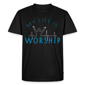 Louange Louange Battement de cœur Église Foi Christ - T-shirt Premium bio Homme - noir - Devant - Nico (187cm)