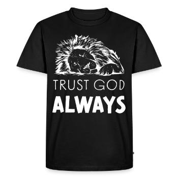 Faites confiance à Dieu Léon Jésus Dieu Adoration - T-shirt Premium bio Homme - noir - Devant - Nico (187cm)