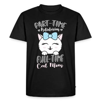 Pédiatre à temps partiel Chat à temps plein Mère Chaton - T-shirt Premium bio Homme - noir - Devant - Nico (187cm)