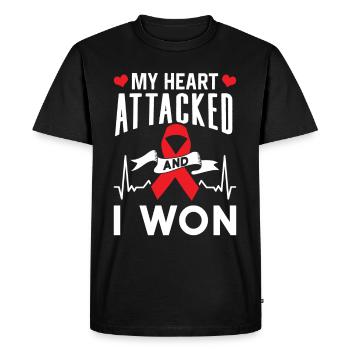 My heart attacked and I won - Men's Premium Organic T-Shirt - black - Front - Nico (187cm)
