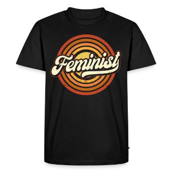 Féministe Rétro 70s Vintage - T-shirt Premium bio Homme - noir - Devant - Nico (187cm)