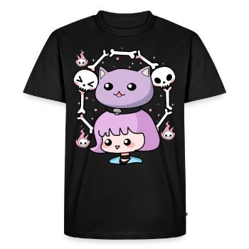 Cute Wiccan Cat Gothic Girl Pastel Goth Anime Aest - Men's Premium Organic T-Shirt - black - Front - Nico (187cm)