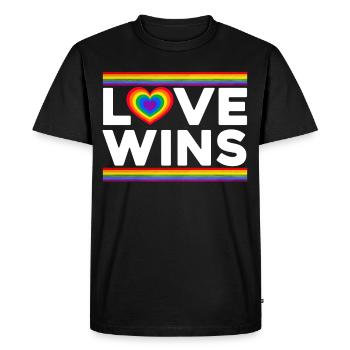 L’amour gagne - T-shirt Premium bio Homme - noir - Devant - Nico (187cm)