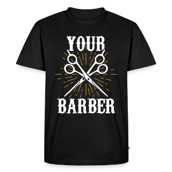Votre profession de barbier Barbier Barbier - T-shirt Premium bio Homme - noir - Devant - Nico (187cm)