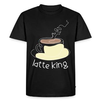 Buveur caféiné de café Coffeeholic Latte King - T-shirt Premium bio Homme - noir - Devant - Nico (187cm)