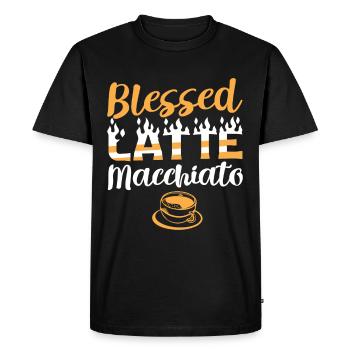Buveur de caféine de café Latte Macchiato - T-shirt Premium bio Homme - noir - Devant - Nico (187cm)
