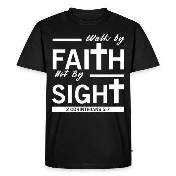 Marchez par la foi et non par la vue 2 Corinthiens Bible Ver - T-shirt Premium bio Homme - noir - Devant - Nico (187cm)