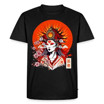 Amaterasu Déesse Japonaise du Soleil Sakura Cherry Perte - T-shirt Premium bio Homme - noir - Devant - Nico (187cm)
