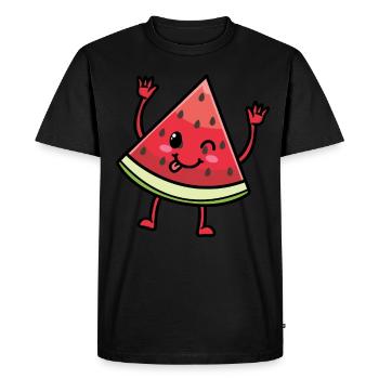 Émoticône de pastèque Melon Fruit Kawaii - T-shirt Premium bio Homme - noir - Devant - Nico (187cm)