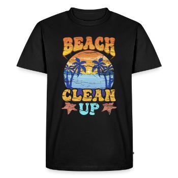 Nettoyage de plage Plages Nettoyage de plage - T-shirt Premium bio Homme - noir - Devant - Nico (187cm)