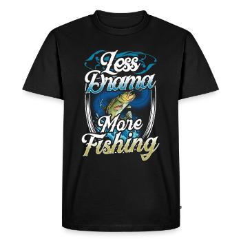 Less drama More fishing Anglers Fishing - Men's Premium Organic T-Shirt - black - Front - Nico (187cm)