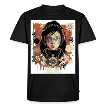 Cyber Steampunk Anime Japonais Robot Fille - T-shirt Premium bio Homme - noir - Devant - Nico (187cm)