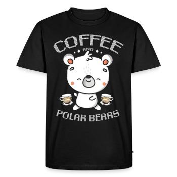 Café et ours polaires Ours polaire Antarctique Arctique - T-shirt Premium bio Homme - noir - Devant - Nico (187cm)