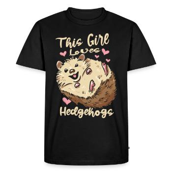 This girl loves hedgehog porcupine lovers - Men's Premium Organic T-Shirt - black - Front - Nico (187cm)