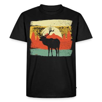 Vintage Deer Retro Huntsman Hunter - Men's Premium Organic T-Shirt - black - Front - Nico (187cm)