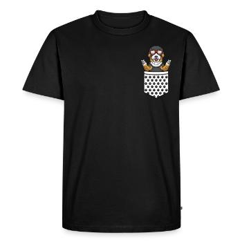 Chien Bernedoodle dans un sac avec lunettes de soleil - T-shirt Premium bio Homme - noir - Devant - Nico (187cm)