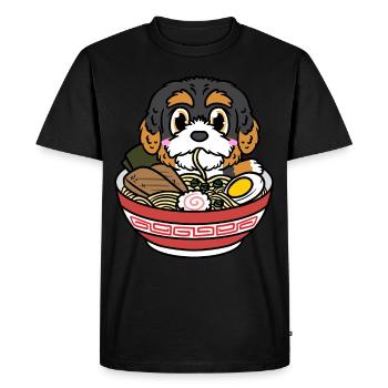 Bernedoodle mange des nouilles ramen Cuisine japonaise - T-shirt Premium bio Homme - noir - Devant - Nico (187cm)
