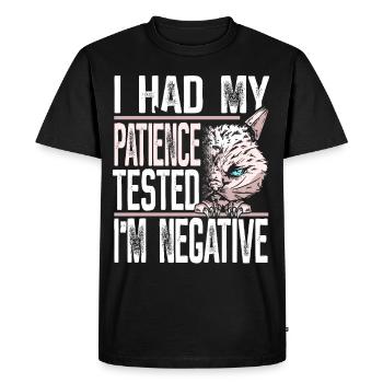 Patience Tested Negative Cat Cat Lovers - Men's Premium Organic T-Shirt - black - Front - Nico (187cm)