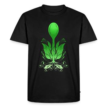 Cuillère poussant à partir de légumes, devenez végétalien - T-shirt Premium bio Homme - noir - Devant - Nico (187cm)