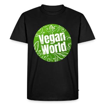 Logo de Vegan World pour un monde meilleur qui est végétalien - T-shirt Premium bio Homme - noir - Devant - Nico (187cm)