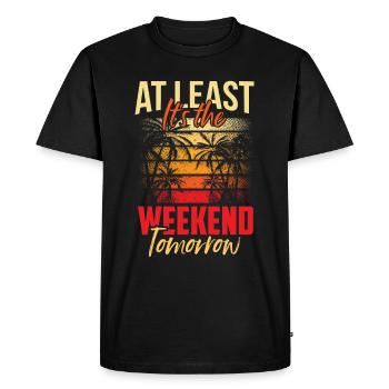 Au moins demain week-end vendredi est enfin - T-shirt Premium bio Homme - noir - Devant - Nico (187cm)