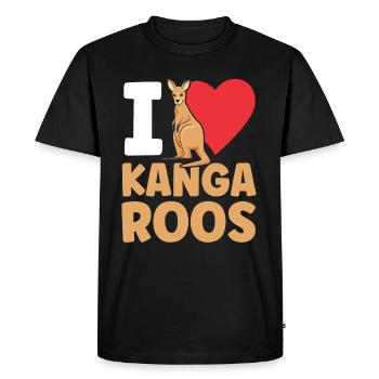 J’aime les kangourous amoureux de l’animal kangourou - T-shirt Premium bio Homme - noir - Devant - Nico (187cm)