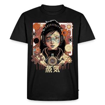Steampunk Robot Girl Anime Japonais Cyborg - T-shirt Premium bio Homme - noir - Devant - Nico (187cm)